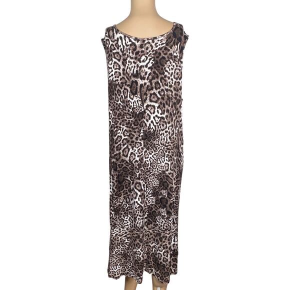 Calvin Klein NWT Leopard Print Sleeveless Jersey Hi-Low Sundress SZ 16W - Picture 4 of 9